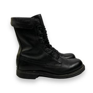 VTG 1999 Addison Shoe Company Mens 8 D Black Leather Biltrite Military Boot Shoe